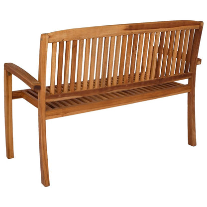 vidaXL 2-Seater Stacking Garden Bench 120 cm Solid Teak Wood - Brown