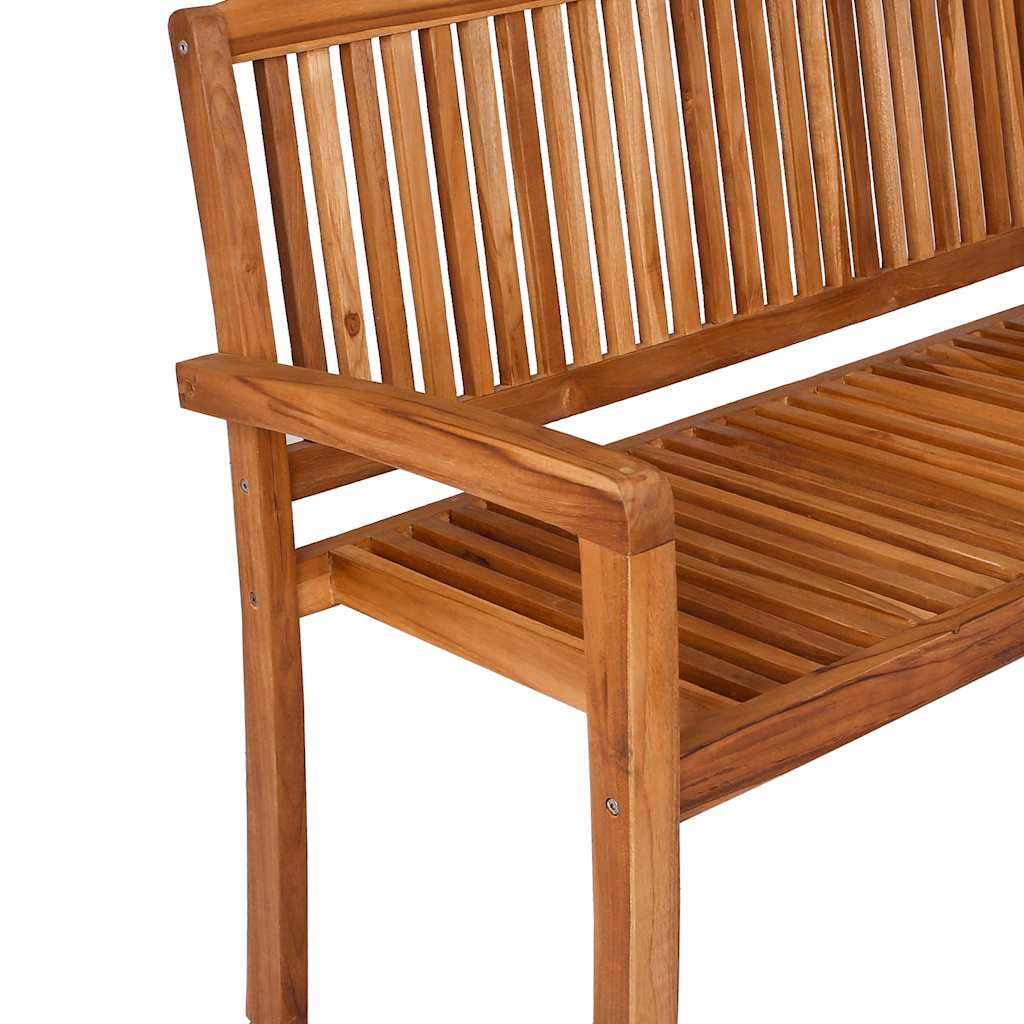 vidaXL 2-Seater Stacking Garden Bench 120 cm Solid Teak Wood - Brown