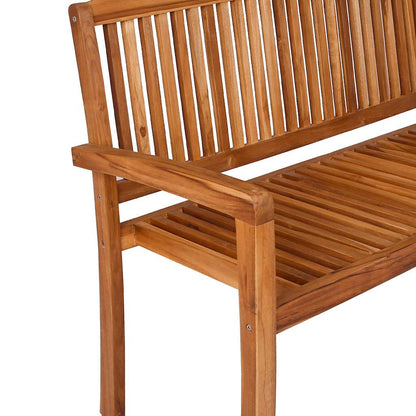 vidaXL 2-Seater Stacking Garden Bench 120 cm Solid Teak Wood - Brown