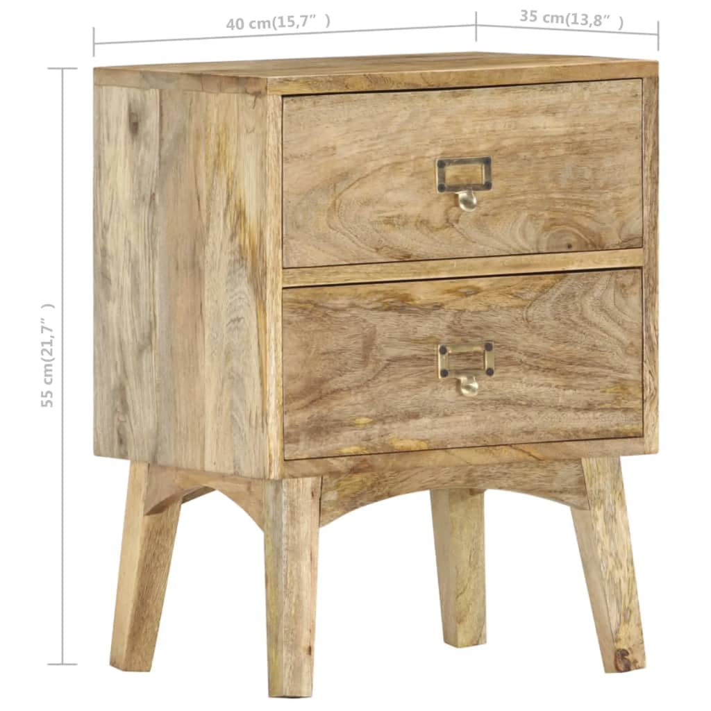 vidaXL Bedside Cabinet 40x35x55 cm Solid Mango Wood - Brown