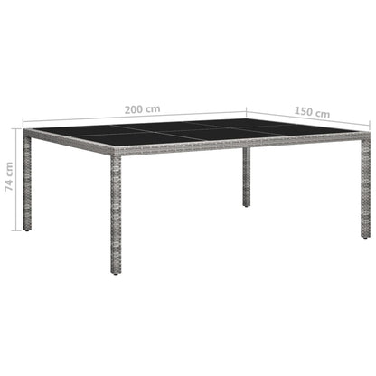 vidaXL Outdoor Dining Table Grey 200x150x74 cm Poly Rattan