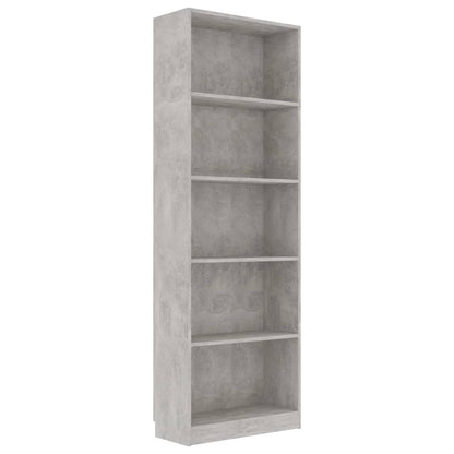 800886 vidaXL 5-Tier Book Cabinet Concrete Grey 60x24x175 cm Engineered Wood