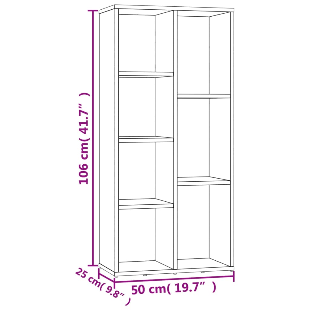vidaXL Book Cabinet Sonoma Oak 50x25x106 cm Engineered Wood - Brown