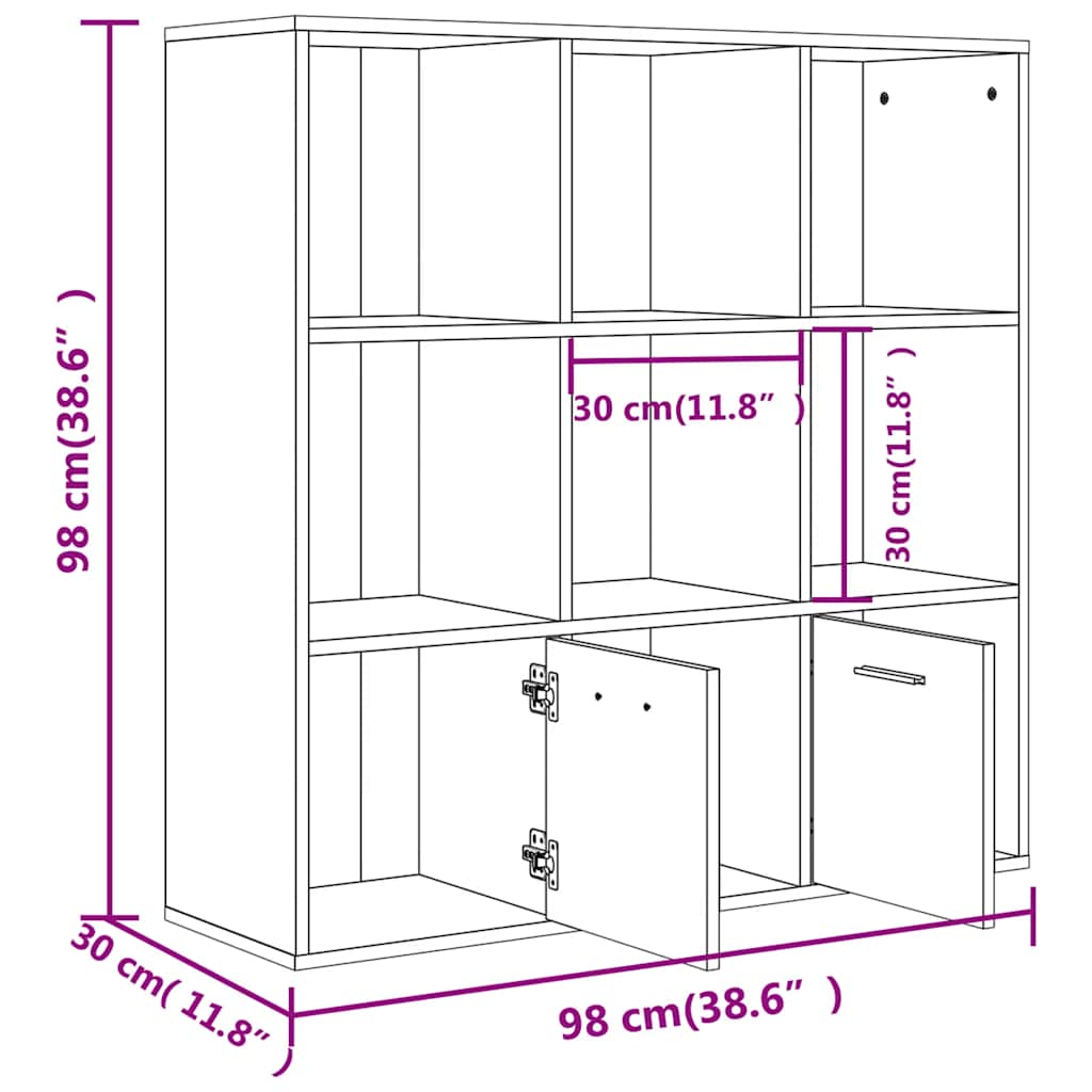 vidaXL Book Cabinet Sonoma Oak 98x30x98 cm Engineered Wood - Brown