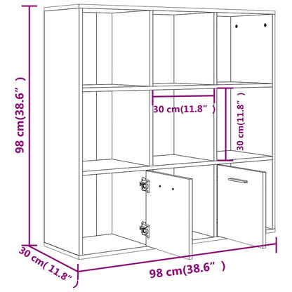 vidaXL Book Cabinet Sonoma Oak 98x30x98 cm Engineered Wood - Brown
