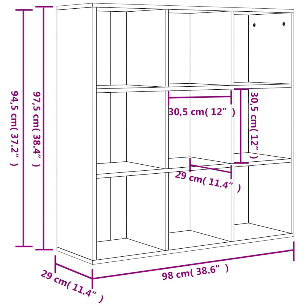 vidaXL Book Cabinet Sonoma Oak 98x29x97.5 cm Engineered Wood - Brown