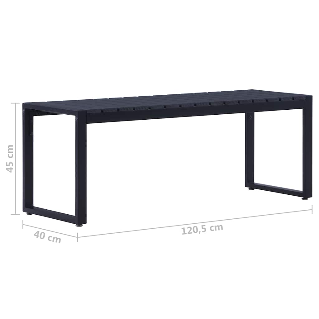 vidaXL Garden Bench 120.5 cm PS Board Black - 120.5 x 40 x 45 cm