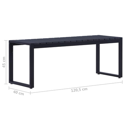 vidaXL Garden Bench 120.5 cm PS Board Black - 120.5 x 40 x 45 cm