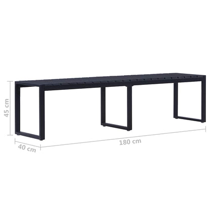 vidaXL Garden Bench 180 cm PS Board Black - 180 x 40 x 45 cm