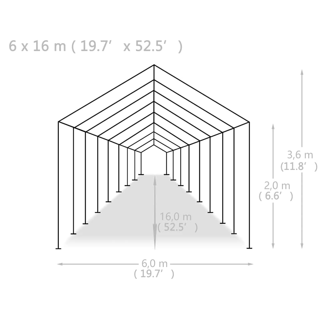 vidaXL Party Tent PE 6x16 m White