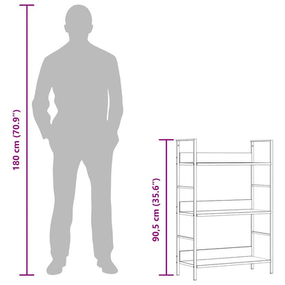 vidaXL 3-Layer Book Shelf Black 60x27.6x90.5 cm Engineered Wood