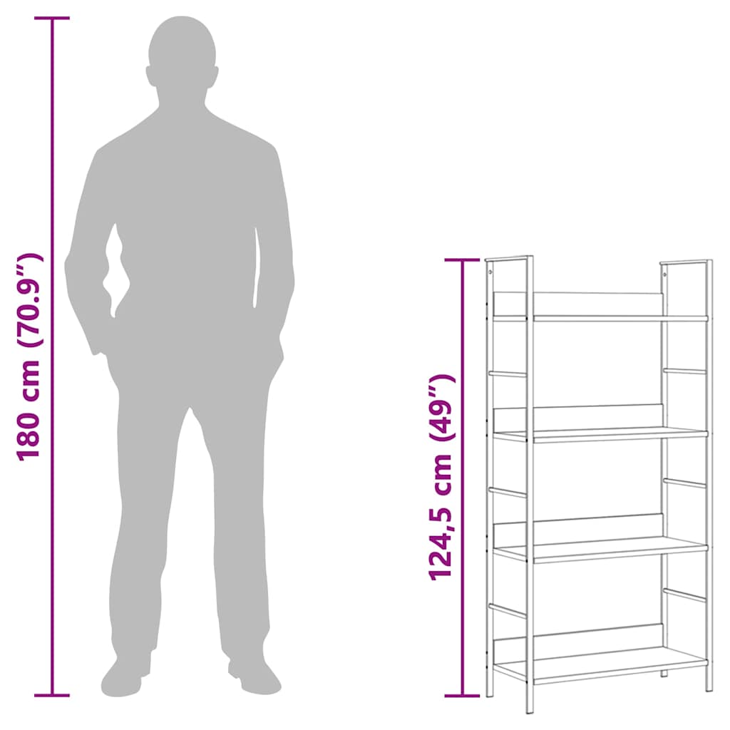 vidaXL 4-Layer Book Shelf White 60x27.6x124.5 cm Engineered Wood