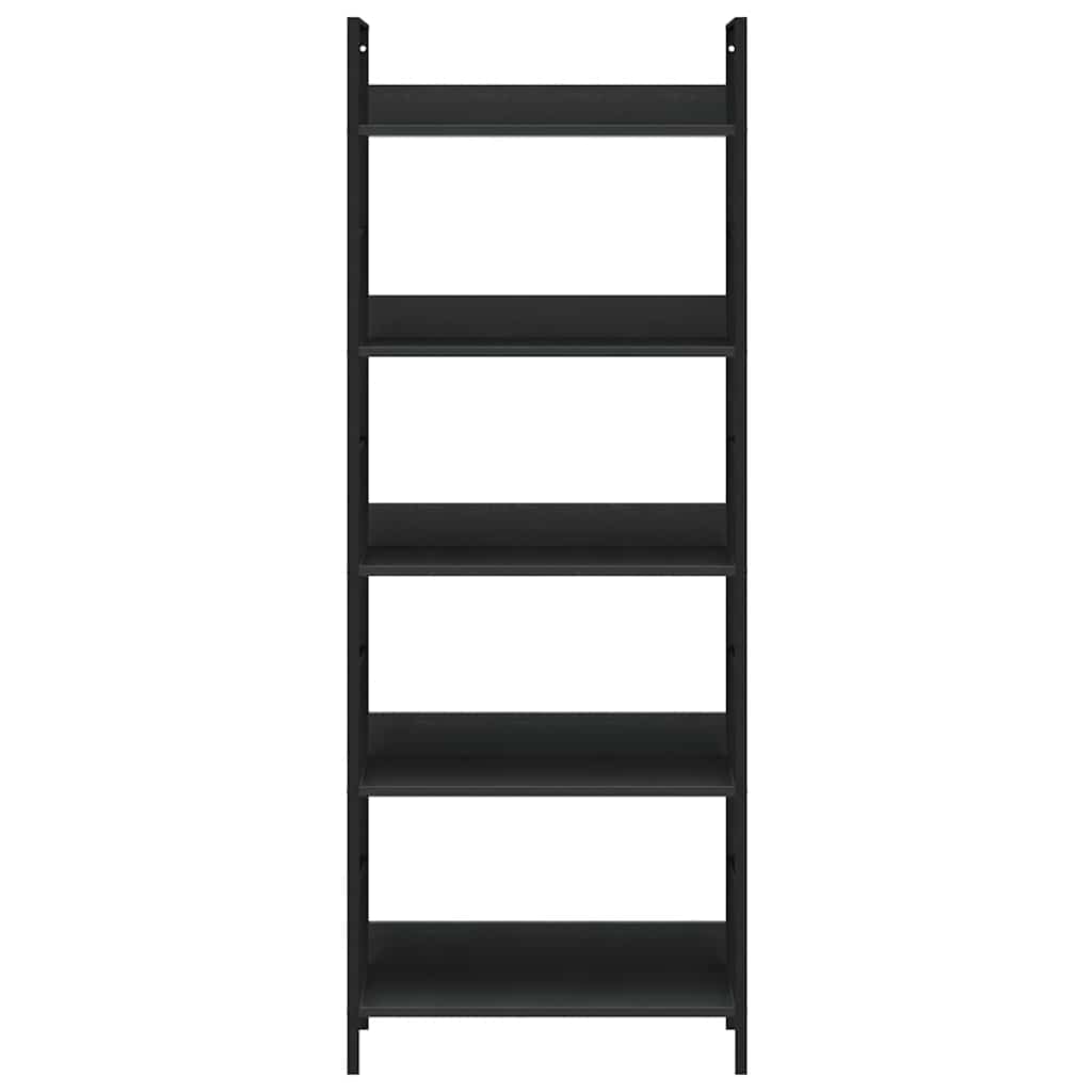 vidaXL 5-Layer Book Shelf Black 60x27.6x158.5 cm Engineered Wood