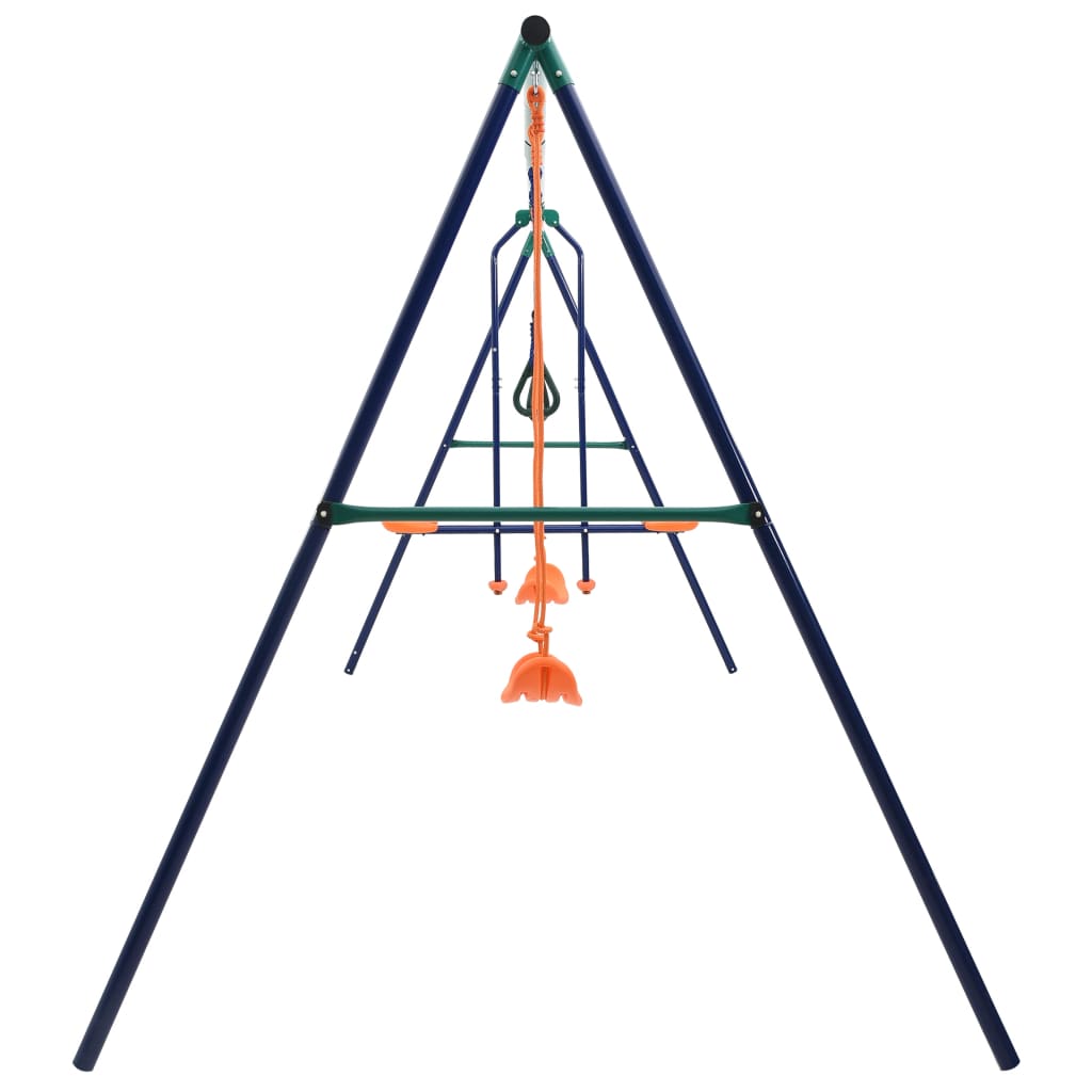 vidaXL Swing Set with Gymnastic Rings and 4 Seats Steel - Orange - 380 x 156 x 180 cm