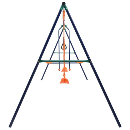 vidaXL Swing Set with Gymnastic Rings and 4 Seats Steel - Orange - 380 x 156 x 180 cm