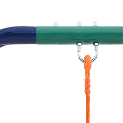 vidaXL Swing Set with Gymnastic Rings and 4 Seats Steel - Orange - 380 x 156 x 180 cm