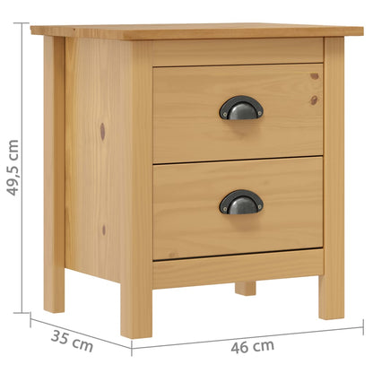 vidaXL Bedside Cabinet Hill 46x35x49.5 cm Solid Pine Wood - Brown