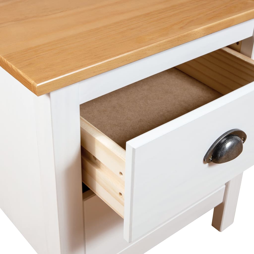 vidaXL Bedside Cabinet Hill White 46x35x49.5 cm Solid Pine Wood - 60508