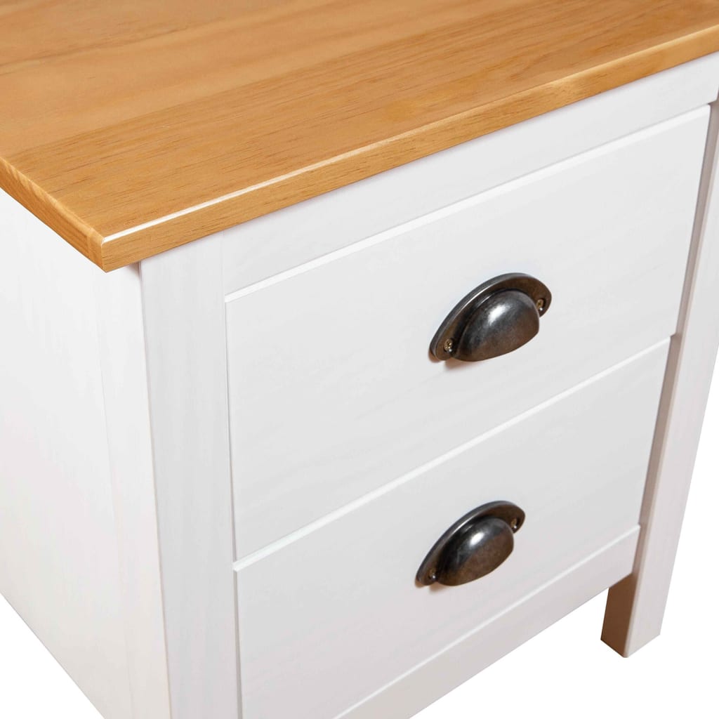vidaXL Bedside Cabinet Hill White 46x35x49.5 cm Solid Pine Wood - 60508