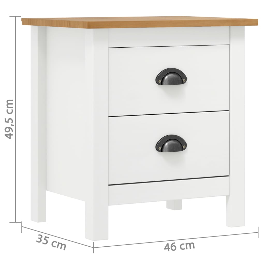 vidaXL Bedside Cabinet Hill White 46x35x49.5 cm Solid Pine Wood - 60508