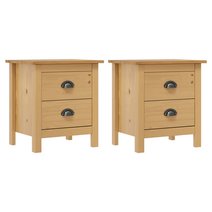 vidaXL Bedside Cabinets Hill 2pcs 46x35x49.5cm Solid Pine Wood - Brown