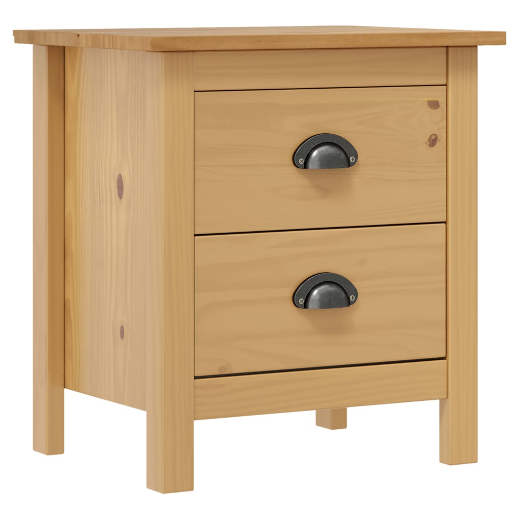 vidaXL Bedside Cabinets Hill 2pcs 46x35x49.5cm Solid Pine Wood - Brown