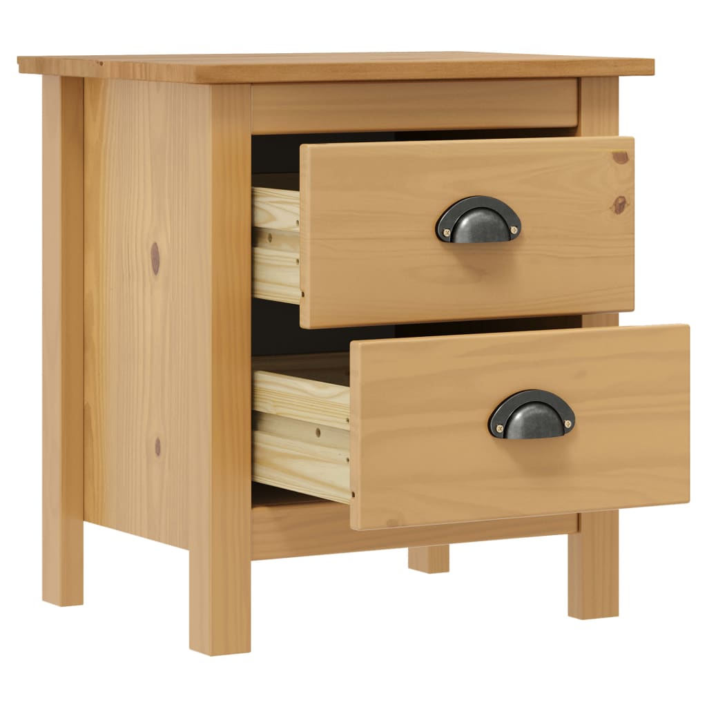 vidaXL Bedside Cabinets Hill 2pcs 46x35x49.5cm Solid Pine Wood - Brown