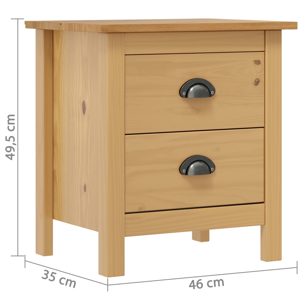 vidaXL Bedside Cabinets Hill 2pcs 46x35x49.5cm Solid Pine Wood - Brown