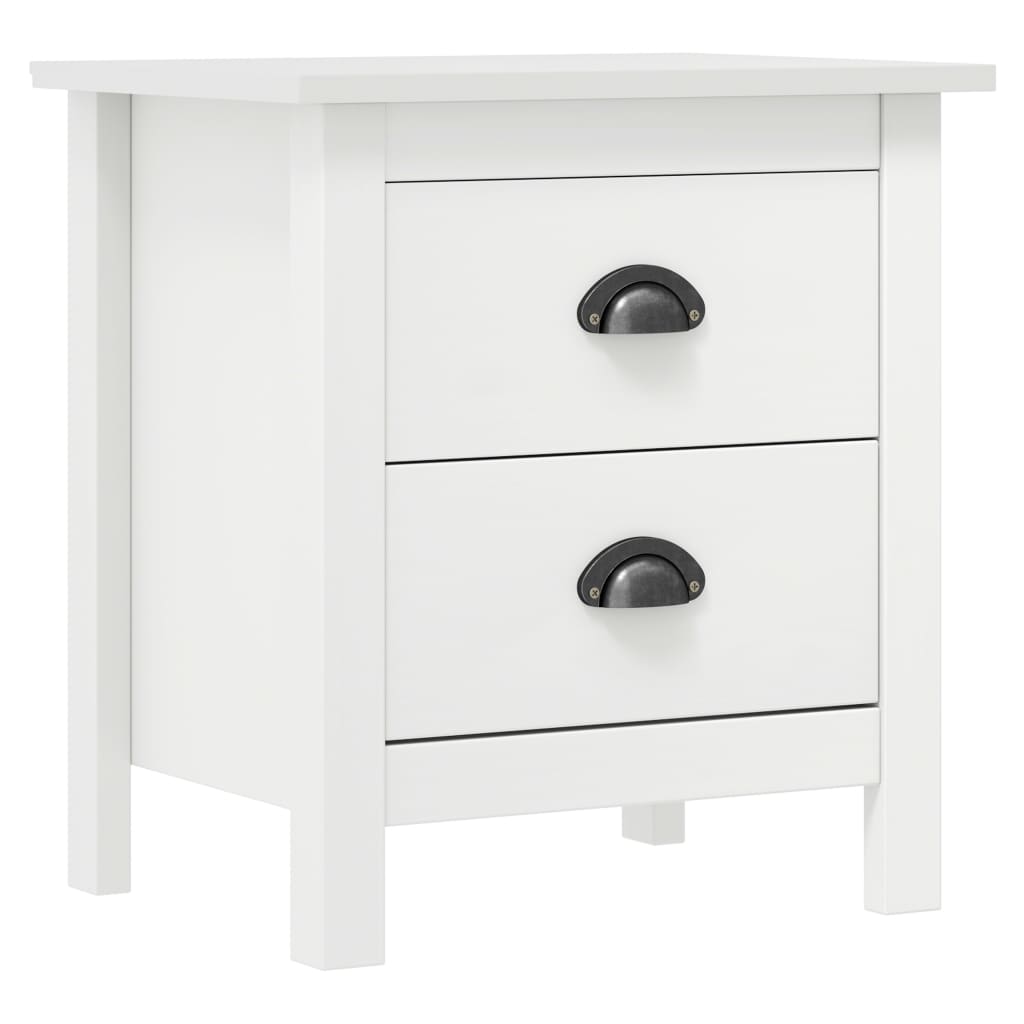 vidaXL Bedside Cabinet Hill 2 pcs White 46x35x49.5 cm Solid Pine Wood