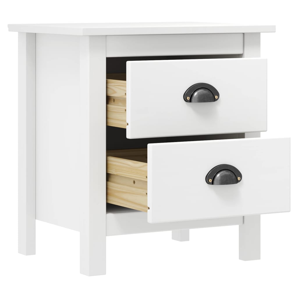 vidaXL Bedside Cabinet Hill 2 pcs White 46x35x49.5 cm Solid Pine Wood