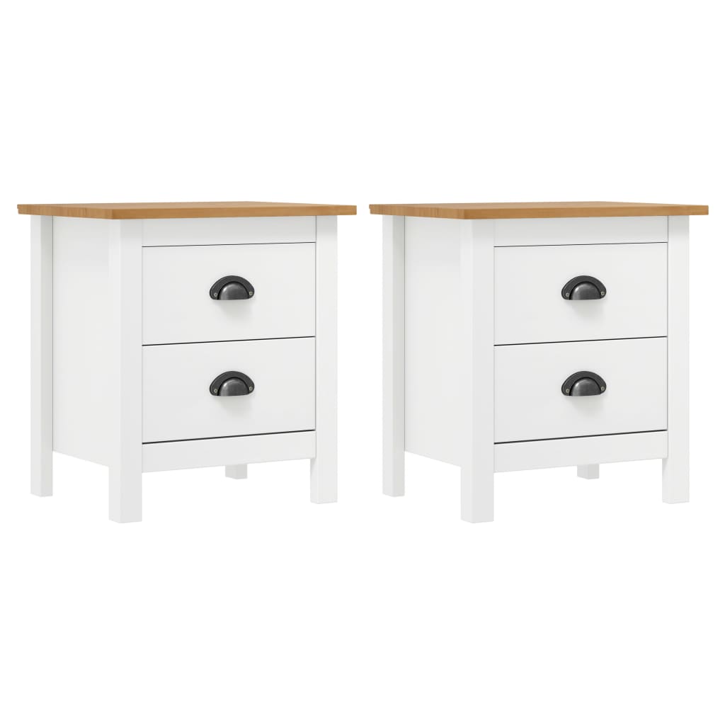 vidaXL Bedside Cabinet Hill 2 pcs White 46x35x49.5 cm Solid Pine Wood - 60525