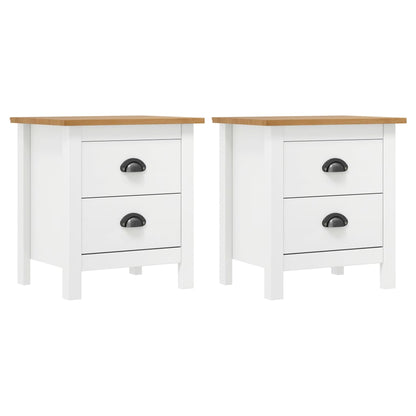 vidaXL Bedside Cabinet Hill 2 pcs White 46x35x49.5 cm Solid Pine Wood - 60525