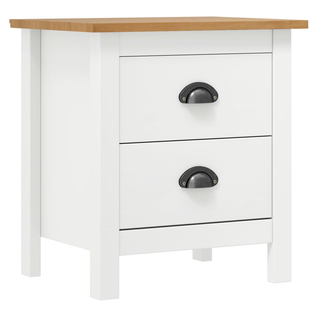 vidaXL Bedside Cabinet Hill 2 pcs White 46x35x49.5 cm Solid Pine Wood - 60525