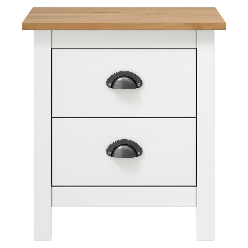 vidaXL Bedside Cabinet Hill 2 pcs White 46x35x49.5 cm Solid Pine Wood - 60525