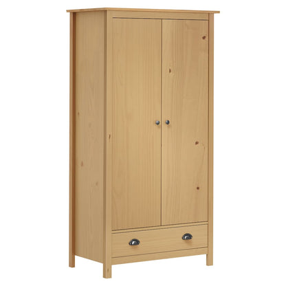 288947 vidaXL 2-Door Wardrobe ""Hill"" 89x50x170 cm Solid Pine Wood - Brown
