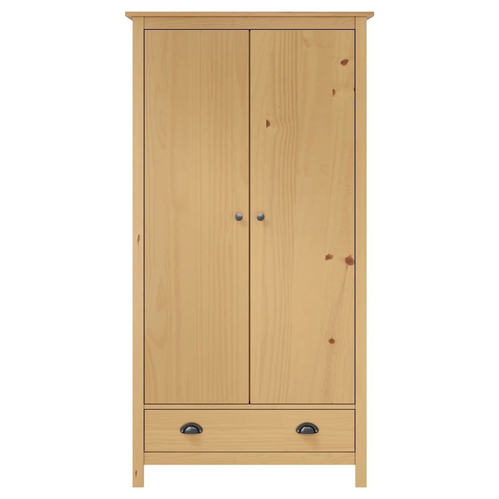288947 vidaXL 2-Door Wardrobe ""Hill"" 89x50x170 cm Solid Pine Wood - Brown