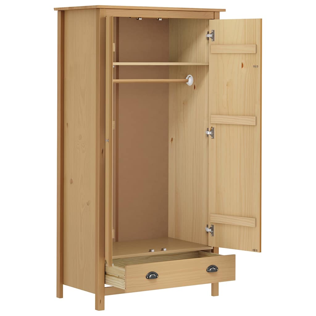 288947 vidaXL 2-Door Wardrobe ""Hill"" 89x50x170 cm Solid Pine Wood - Brown