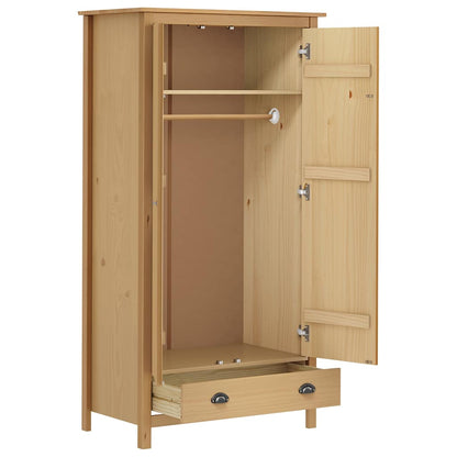 288947 vidaXL 2-Door Wardrobe ""Hill"" 89x50x170 cm Solid Pine Wood - Brown