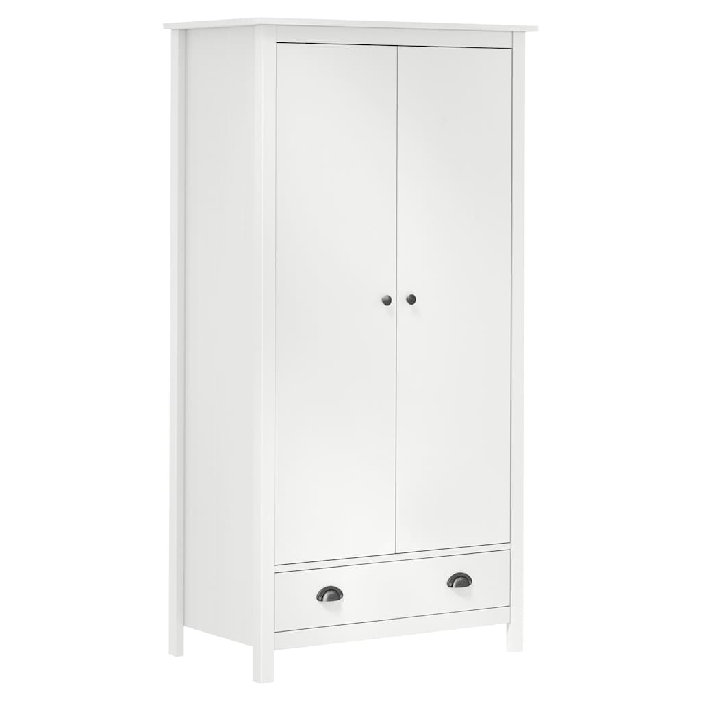 288948 vidaXL 2-Door Wardrobe ""Hill"" White 89x50x170 cm Solid Pine Wood