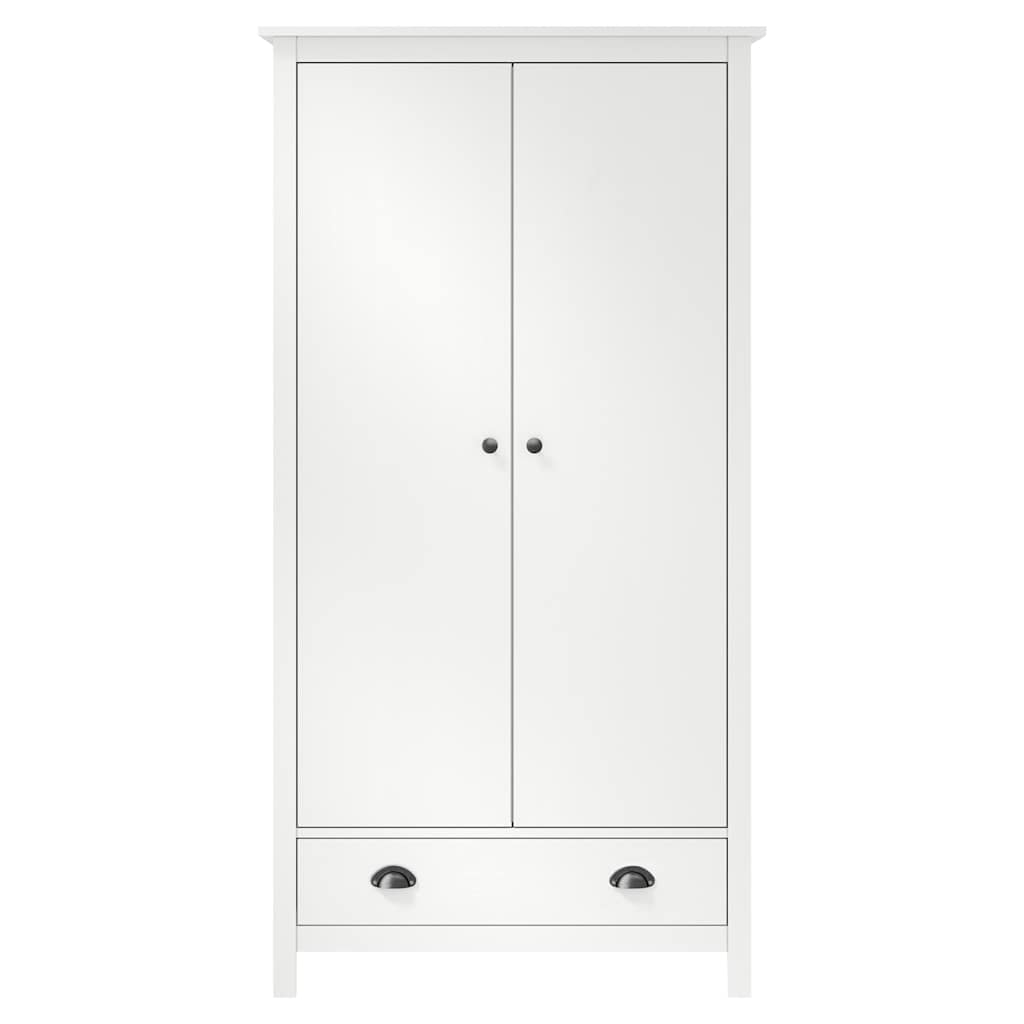 288948 vidaXL 2-Door Wardrobe ""Hill"" White 89x50x170 cm Solid Pine Wood