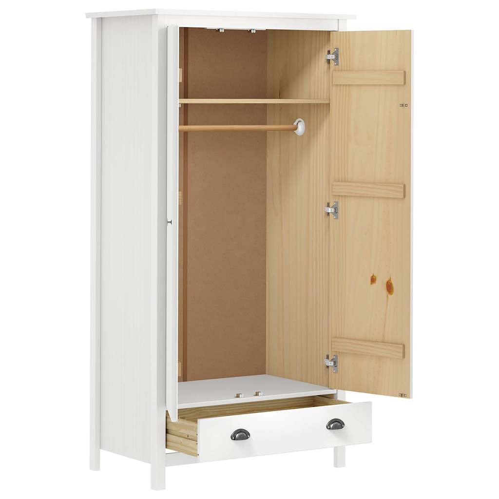 288948 vidaXL 2-Door Wardrobe ""Hill"" White 89x50x170 cm Solid Pine Wood