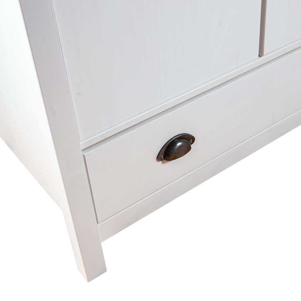 288948 vidaXL 2-Door Wardrobe ""Hill"" White 89x50x170 cm Solid Pine Wood