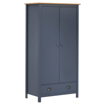 288949 vidaXL 2-Door Wardrobe ""Hill"" Grey 89x50x170 cm Solid Pine Wood
