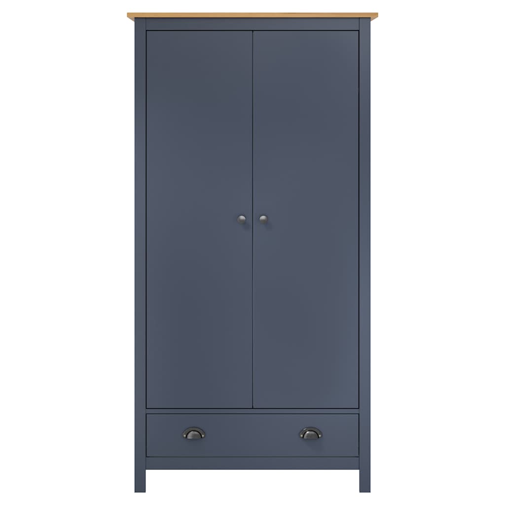 288949 vidaXL 2-Door Wardrobe ""Hill"" Grey 89x50x170 cm Solid Pine Wood