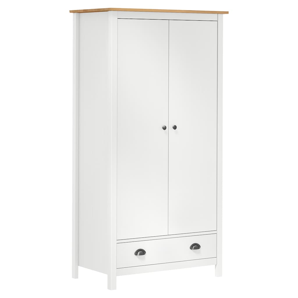 288950 vidaXL 2-Door Wardrobe ""Hill"" White 89x50x170 cm Solid Pine Wood