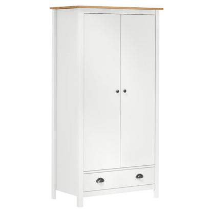 288950 vidaXL 2-Door Wardrobe ""Hill"" White 89x50x170 cm Solid Pine Wood