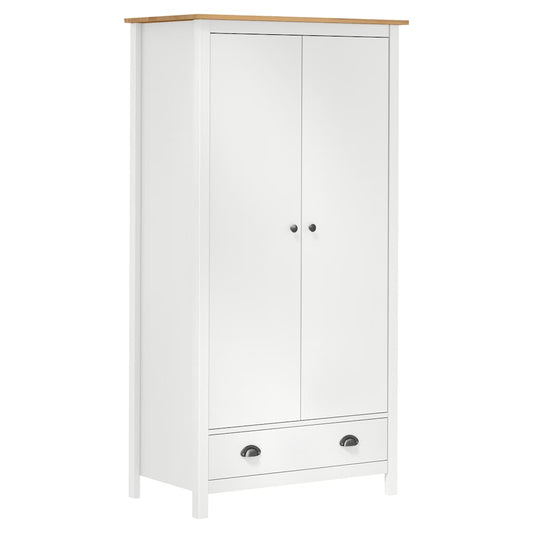 288950 vidaXL 2-Door Wardrobe ""Hill"" White 89x50x170 cm Solid Pine Wood