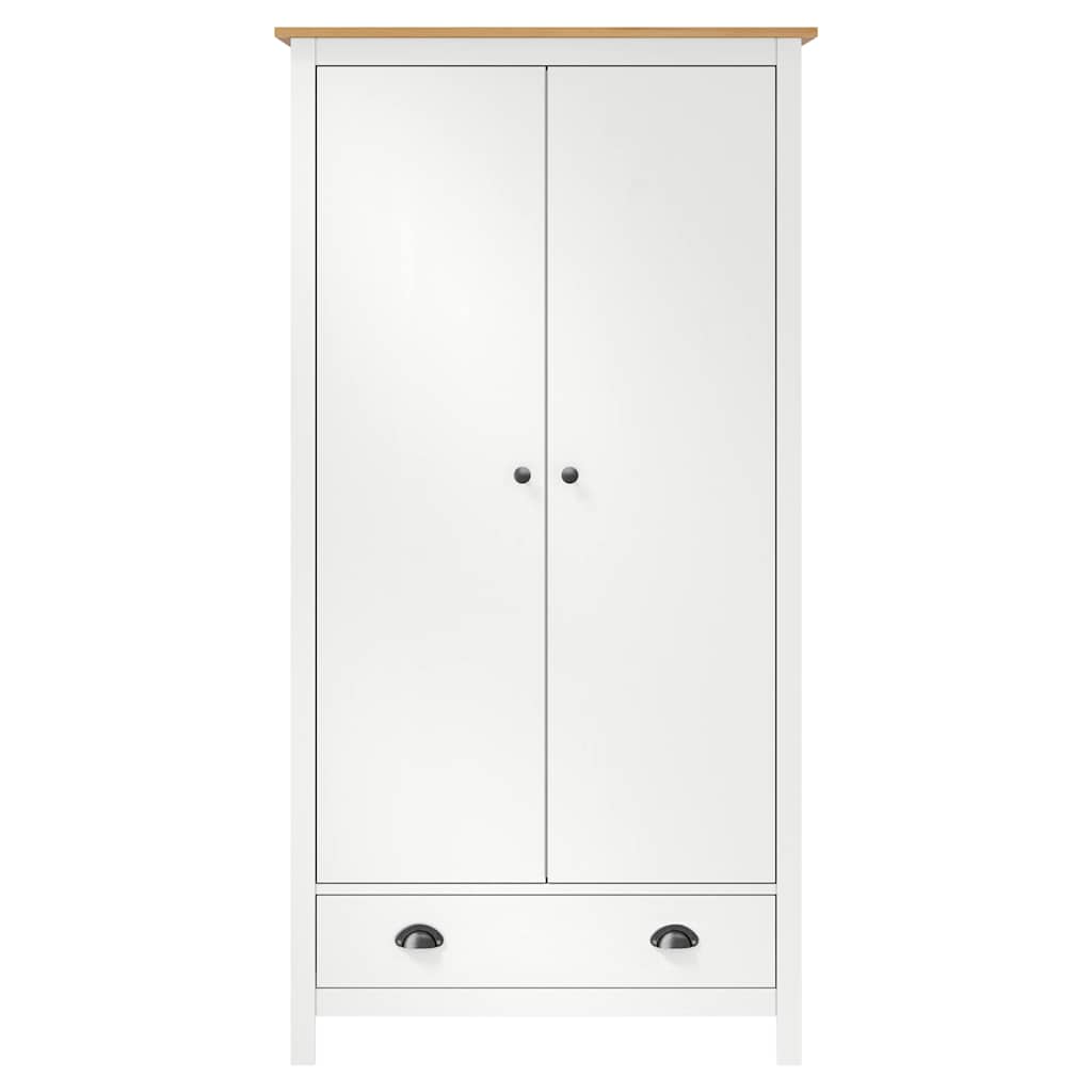 288950 vidaXL 2-Door Wardrobe ""Hill"" White 89x50x170 cm Solid Pine Wood