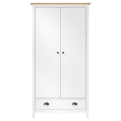 288950 vidaXL 2-Door Wardrobe ""Hill"" White 89x50x170 cm Solid Pine Wood