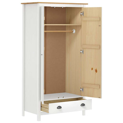 288950 vidaXL 2-Door Wardrobe ""Hill"" White 89x50x170 cm Solid Pine Wood